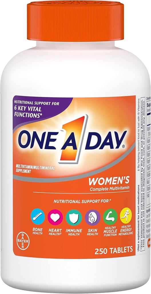En dag kvinders Multivitamin, tillæg med vitamin A, C-vitamin, D-vitamin, E-vitamin og zink til immunforsvar, B12, biotin, calcium & mere, tablet, 250 tal