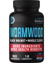 Premium Wormwood Extract Kapsler - 5 måneders levering til immun- 12 urter Blended med sorte valnøddeblade, Ingefær, gurkemeje & mere - 150 tællinger