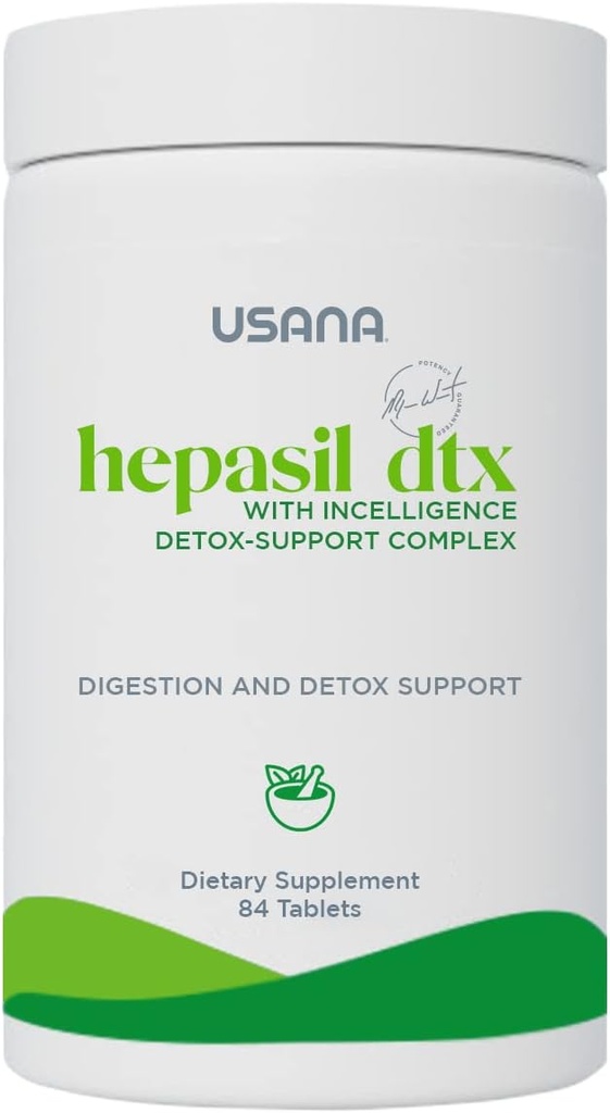 USANA - Hepasil DTX med InCelligence - Support Complex for Omfattende Sundhed, Beskyttelse, Wellness & Vitality - 84 tabletter (28 - Day Supply)