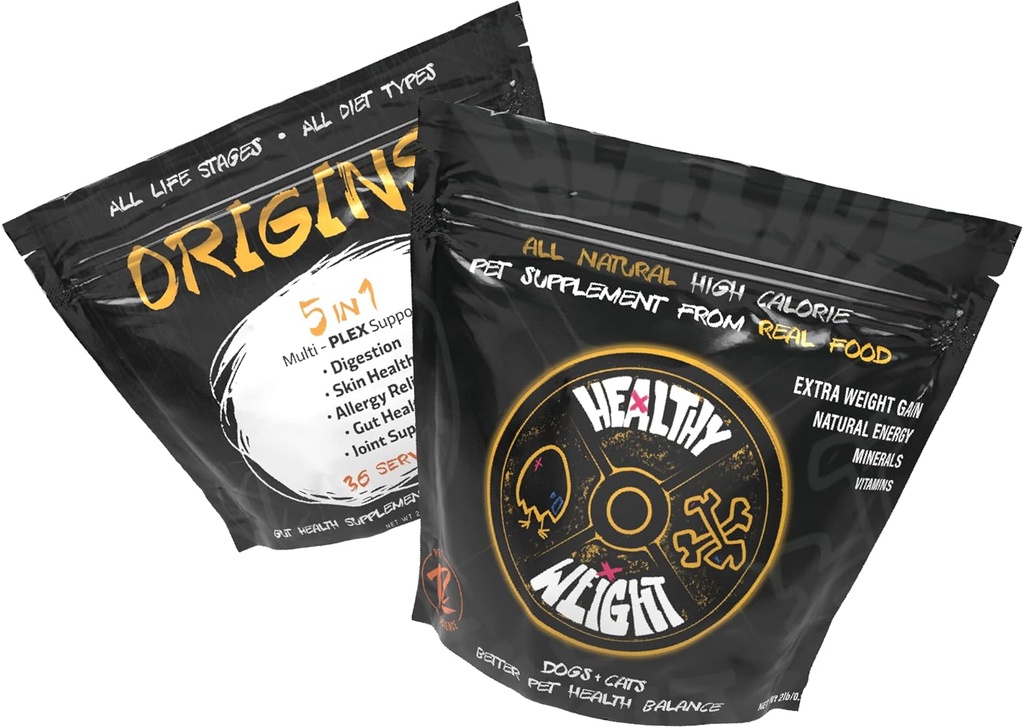 Rogue Pet Science Medium Hund Bundle med oprindelse Canine 5-in-1 Hund Food Topper og sund vægt Naturlig vægt Gainer til hunde