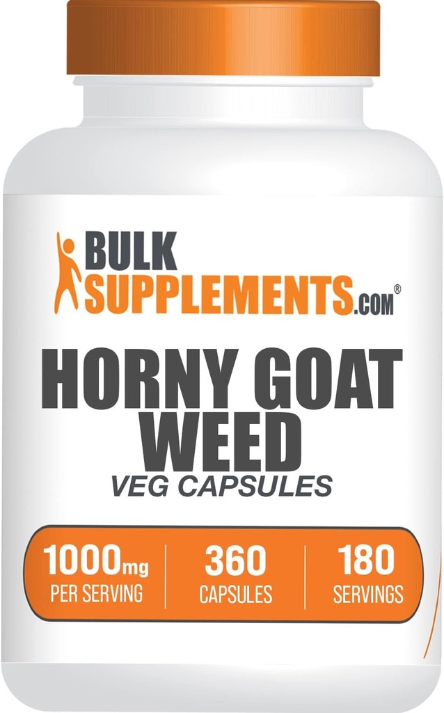 Bulkaddiments.com Horny Geat Weed Kapsler - Epimedium Extract, Horny Geat Weed Herbal Kosttilskud - Vegan, 2 Kapsler pr Servering (1000 mg), 360 Veg Kapsler (Pakke med 1)