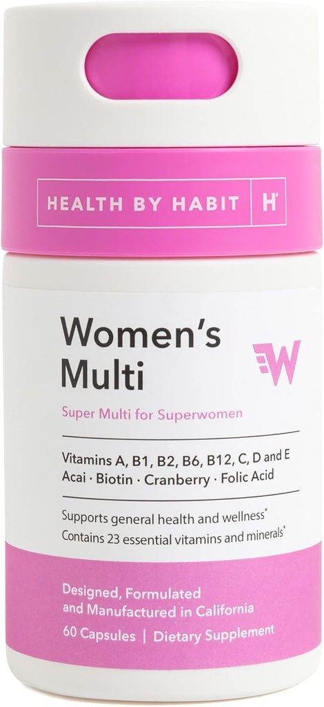 Sundhed af Habit Dame Multi supplement (60 kapsler) - 23 essentielle vitaminer og mineraler, Understøtter almen sundhed & wellness, non-GMO, sukker fri (1 pakke)