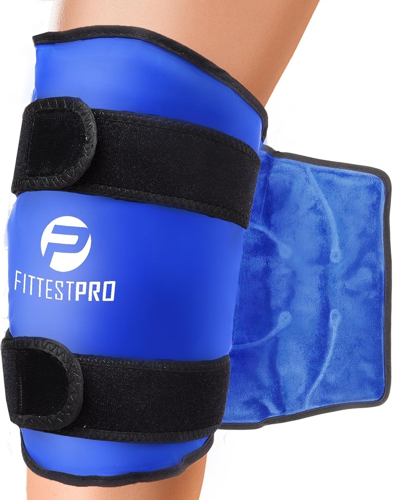 Fittest Pro Knee Ice Pack Wrap til smertelindring, Genanvendelig varm og kold terapi Wrap til hævelse, inddrivelse og terapi for gigt, Meniscus Tear og ACL