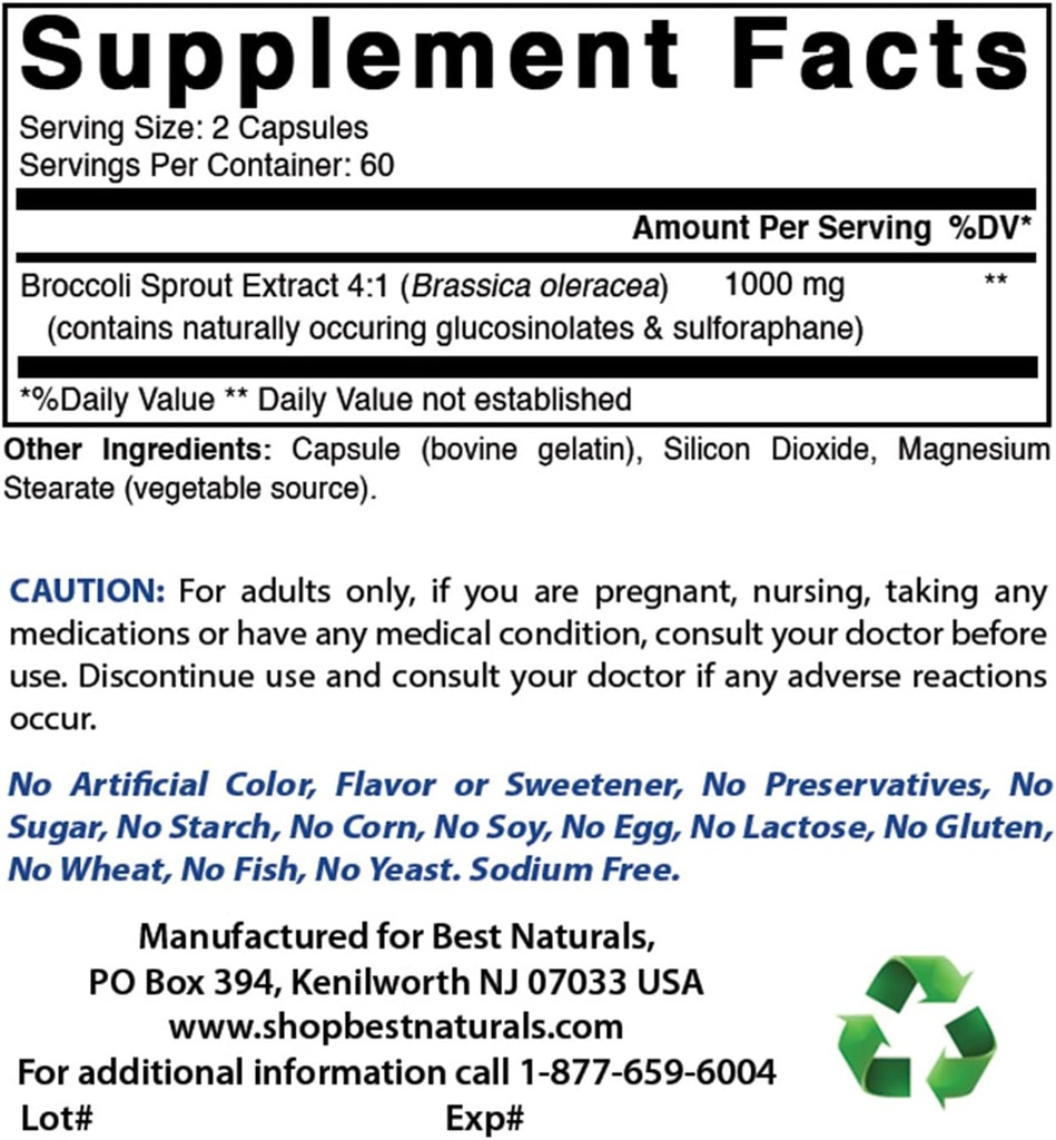 Bedste Naturals Broccoli Spruts Extract, 1000 mg & Magnesium Glycinate 425 mg