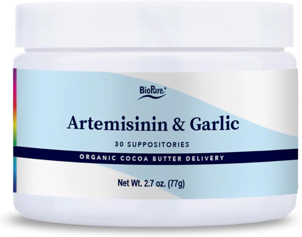 BioPure Artemisinin & Garlic – Artemisinin & Organic Garlic Powder Suppositories Rich in Organosulfur Compounds to Support Broad-Spectrum Microbiome Balance – 30 Suppositories