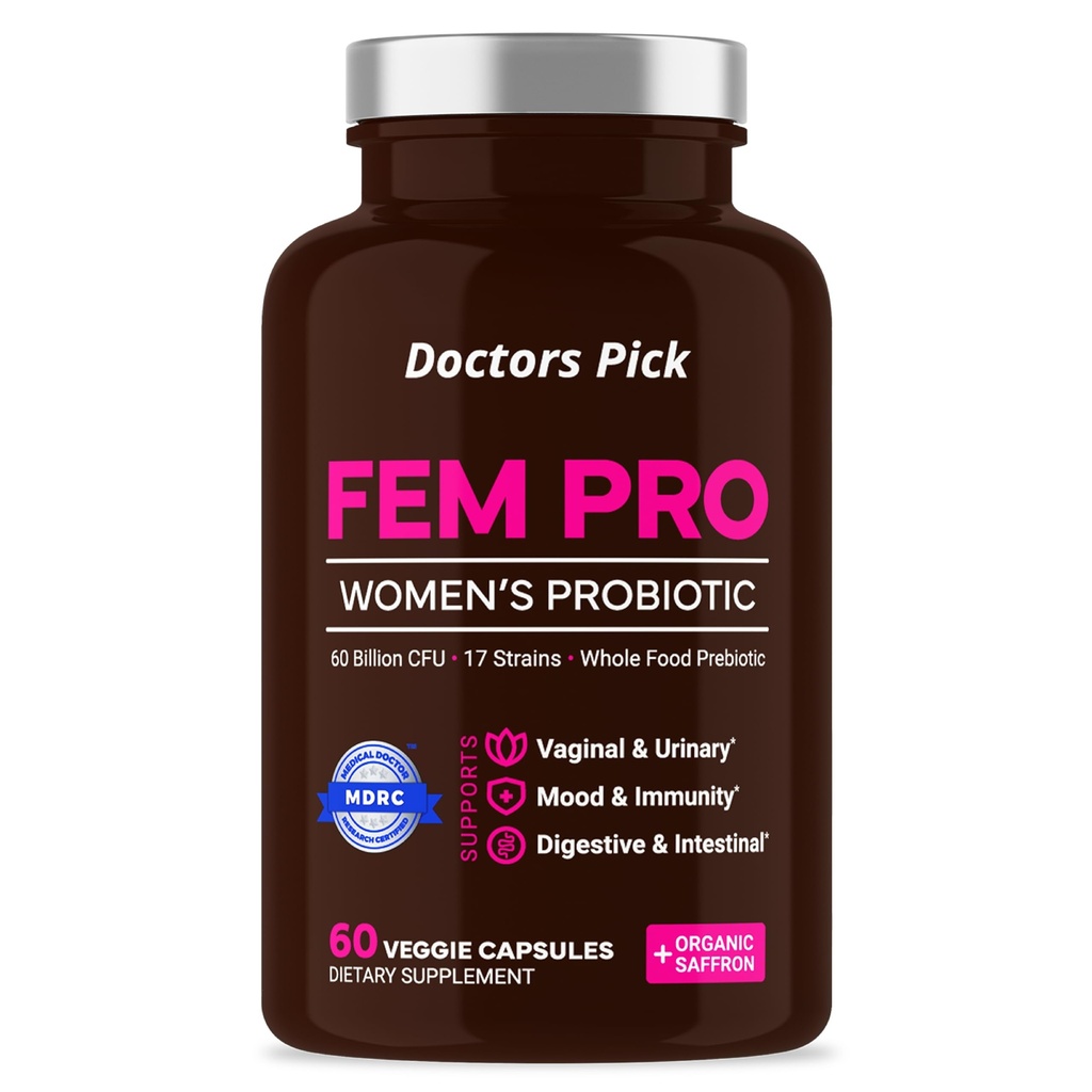 Fem Pro Probiotika for kvinder. 17 Klinisk effektive Strops til Vaginal, fordøjelse og immunforsvar, Urinary Tract Health, pH Balance og Mood. 60 Veggie Kapsler, 2 Måned Supply
