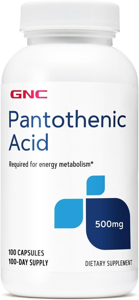GNC Pantothensyre 500 mg, 100 kapsler, støtter i energimetabolisme