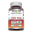 Amazing formulas folinsyre 1000 Mcg (1 Mg) Name 124; 240 tabletter Supplement 124; Vitamin B9 Beeg 124; Non- GMO-opløsning 124; Gluten Free