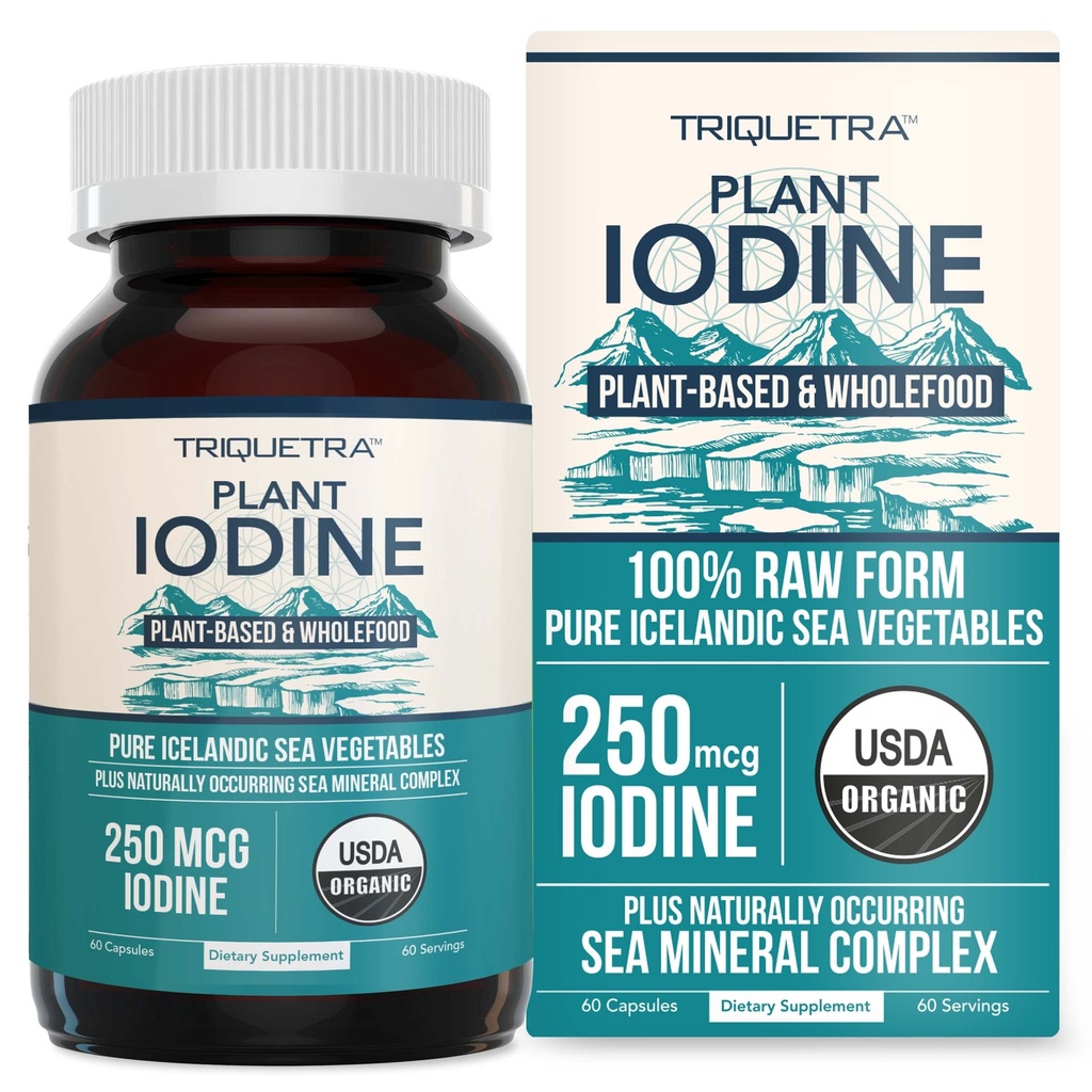 Organisk jod supplement fra Sea Vegetabilsk Complex, Hel Food & Raw Form - Jod Plus Trace Mineral Complex - Indeholder Pure Islandsk Sea Kelp, Irish Moss & Bladerwrack (250 mcg)