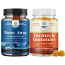 Bundle of Water Away Fluid Retention med Mælkebøtte Leaf Extract & Green Tea for Bloating Relief og gurkemeje for voksne Peach Flavor - Gurkemeje Curcumin med sort peber ekstrakt og ingefær