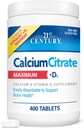 21. Century Calcium Citrate + D3, 400 tabletter per flaske (2 pakker)