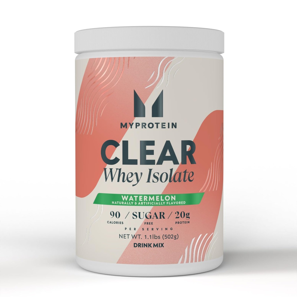Myprotein Clear Whey Isolate Protein Powder, 1.1 Lb (20 Servere) Watermelon, 20g Protein per Serving, naturligt aromatiseret drik mix, daglige proteinindtag for overlegen ydeevne