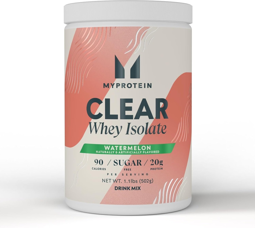 Myprotein Clear Whey Isolate Protein Powder, 1.1 Lb (20 Servere) Watermelon, 20g Protein per Serving, naturligt aromatiseret drik mix, daglige proteinindtag for overlegen ydeevne