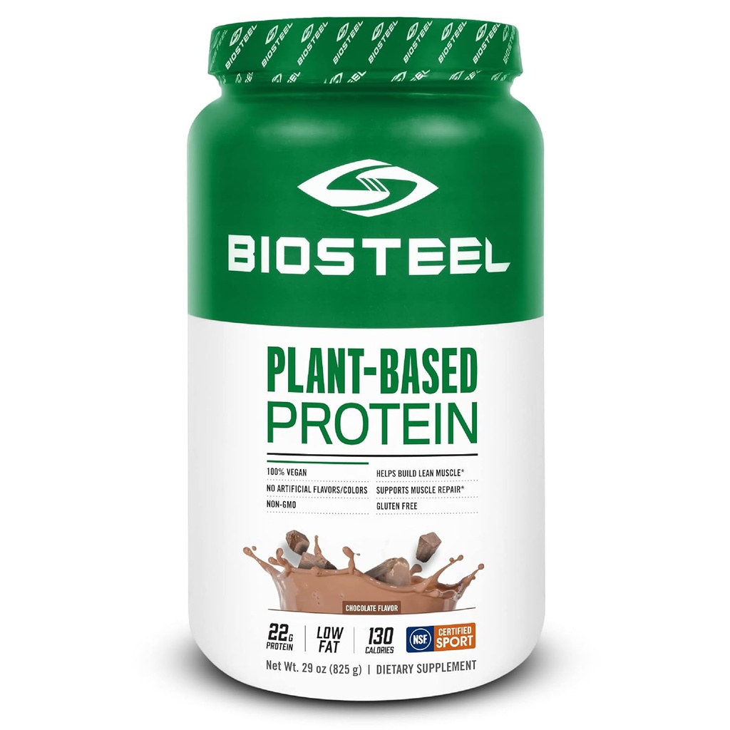 BioSteel Vegan Protein Powder - Chokolade, NSF for Sport, 1,8 lbs, 22g Protein, 25 Servering - Plant baseret Protein Powder med Brown Rice, Pea & Græskar Seed - Premium Plant Protein Powder