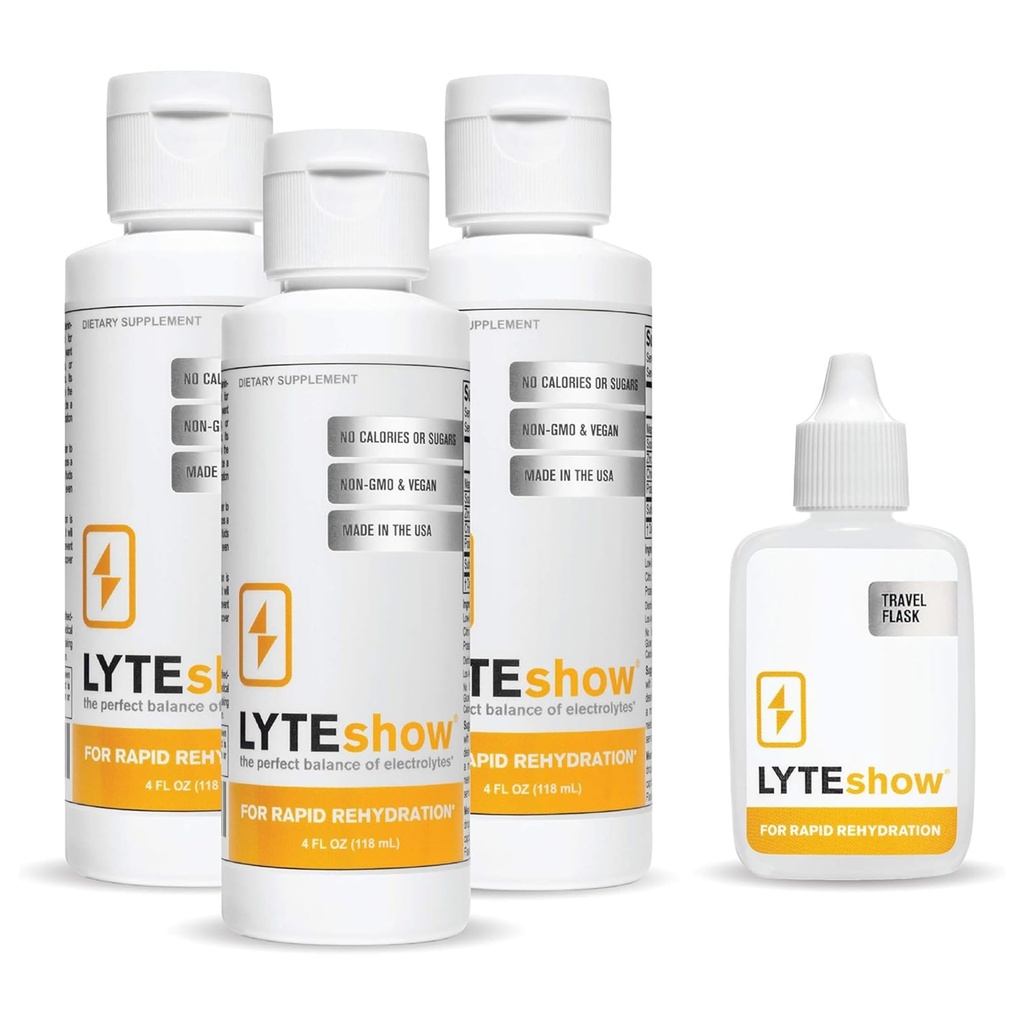LyteLine LyteShow Sugar- Free Electrolyte Supplement, 3 Pack, 120 Servering - Keto Friendly, Zink og Magnesium til hurtig rehydrering, træning, Muscle Recovery og energi - Vegan