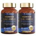 Magnesium Complex 700mg 12 i 1 Magnesiumtilskud med Glycinat Citrat Malatoxide Taurat Aspartat Oroter Magnesiumrelaxation, Muscle, Heart Support, Vegan 120 Kapsler 2PK