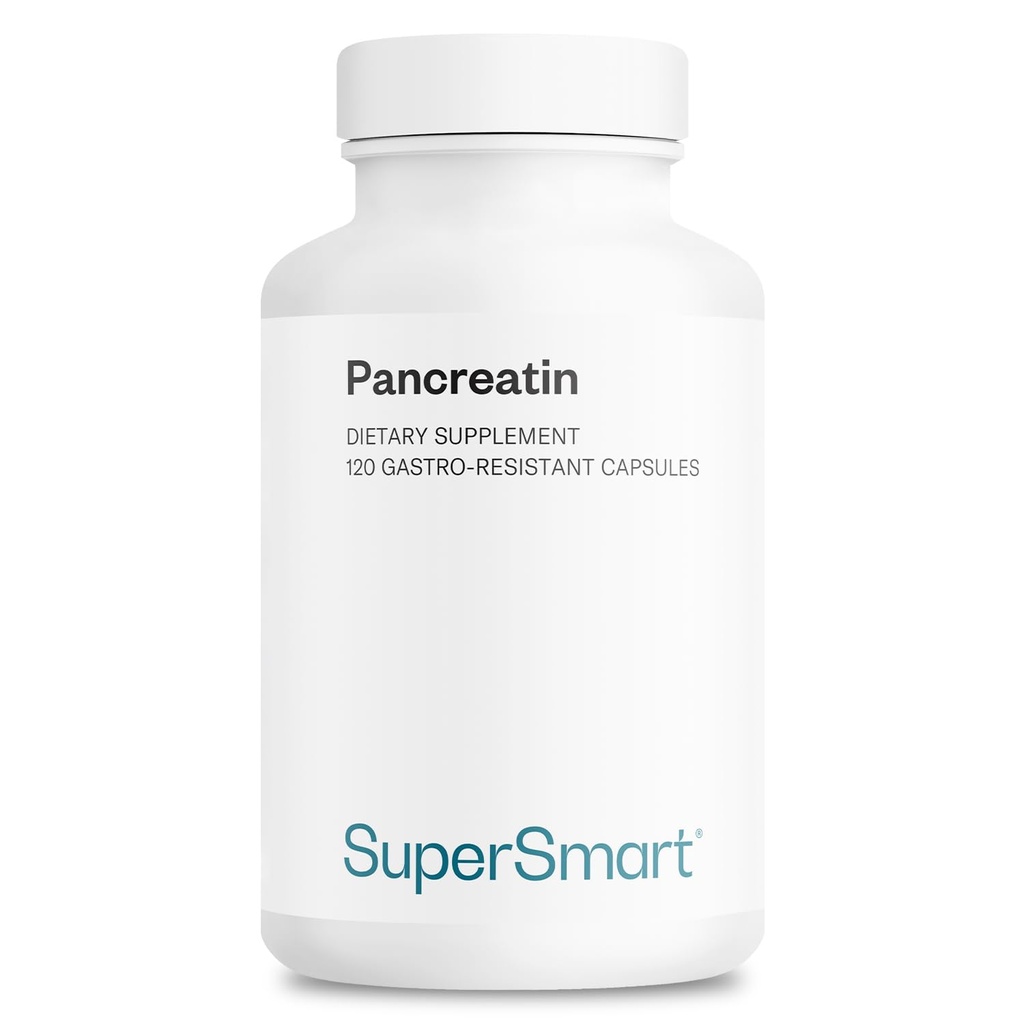 Supersmart - Pancreatin 10X 4000 per dag (Extra Strength) - fordøjelsesenzymer supplement - med protease, Lipase, Amylase, Trypsin - sund fordøjelse Support