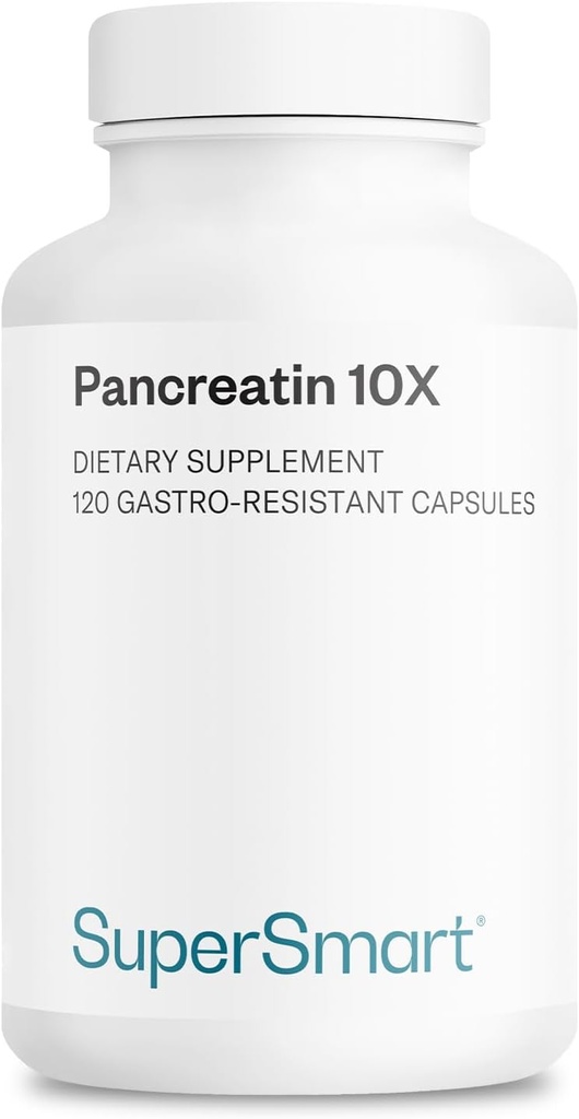 Supersmart - Pancreatin 10X 4000 per dag (Extra Strength) - fordøjelsesenzymer supplement - med protease, Lipase, Amylase, Trypsin - sund fordøjelse Support