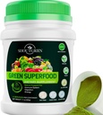 Green Superfood Powder - Organic Super Green Drikke til Bloating, Energi & fordøjelse - Daglig Vegansk Detox tillæg med Spirulina, Chlorella, Prebiotics - 53 Serveringer