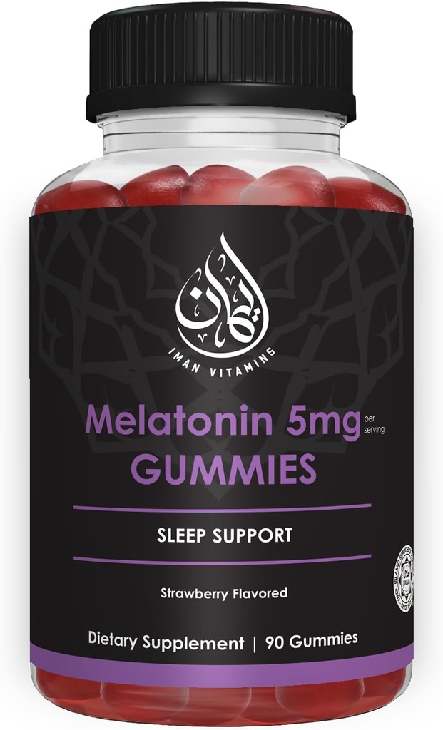 Halal Melatonin Gummeas 124; 2,5 mg - 5 mg - 124; sove- og søvnstøtte 124; Natural, Vegetar, Non- GMO, Gluten- Free, Gelatin- Free; for Ault, Mænd og kvinder