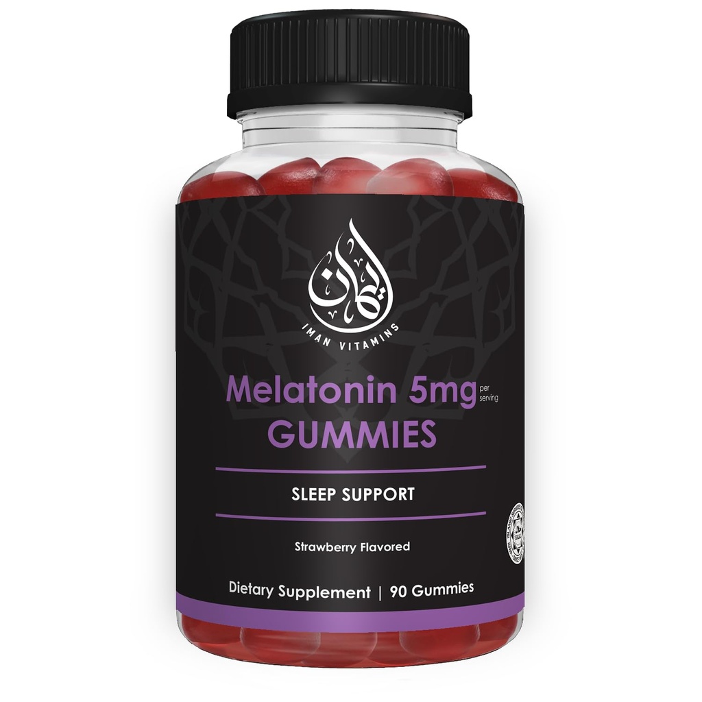 Halal Melatonin Gummies | 2.5 mg - 5 mg | Sleeping and Sleep Support | Natural, Vegetarian, Non-GMO, Gluten-Free, Gelatin-Free | for Ault, Men and Women | 45-90 Servings