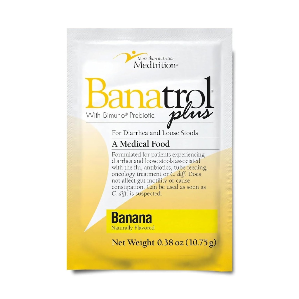 Banatrol ® Natural Anti- Diarré med Prebiotika, Relief fra kronisk diarré, IBS, Recurring Diarré, Klinisk støttet medicinsk mad, Non- Forstoppelse, 25 Servere (Banana)