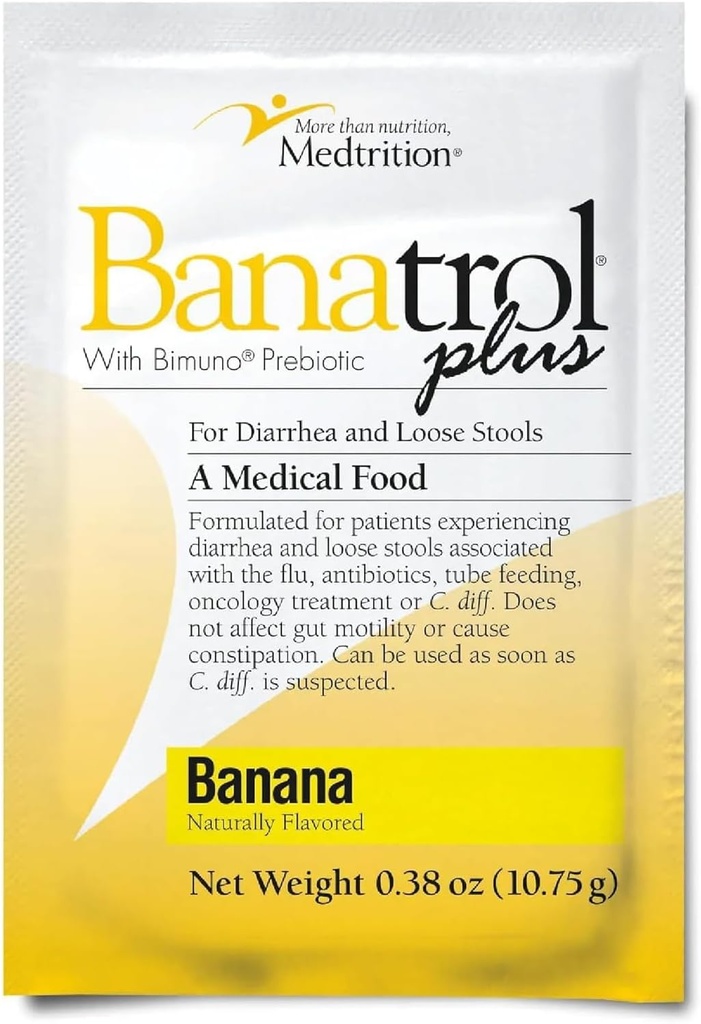 Banatrol® Natural Anti-Diarrheal with Prebiotics, Relief from Chronic Diarrhea, IBS, Recurring Diarrhea, Clinically Supported Medical Food, Non-Constipating, 25 Servings (Banana)