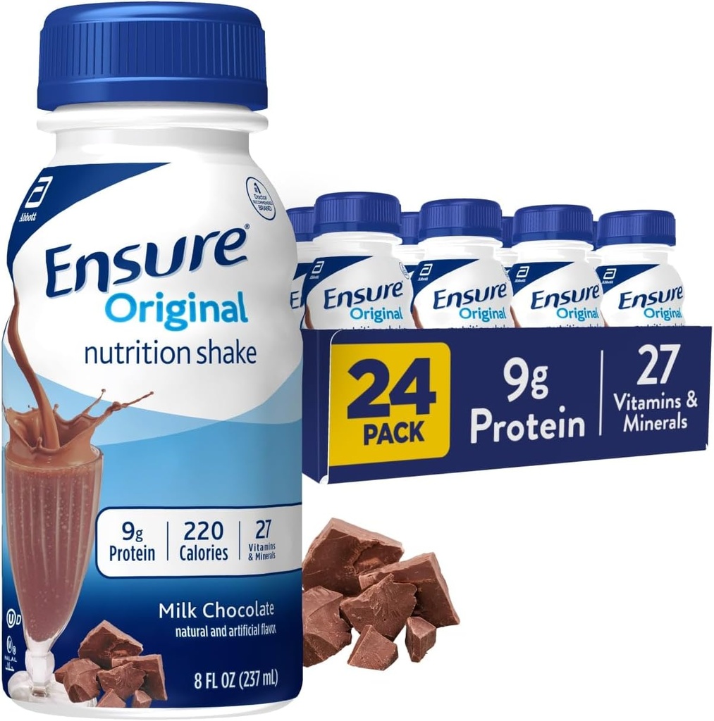 Sikre original ernæring Ryst med 9 gram protein, Meal Erstatning Shakes, Milk Chocolate, 8 fl oz, 24 Greve