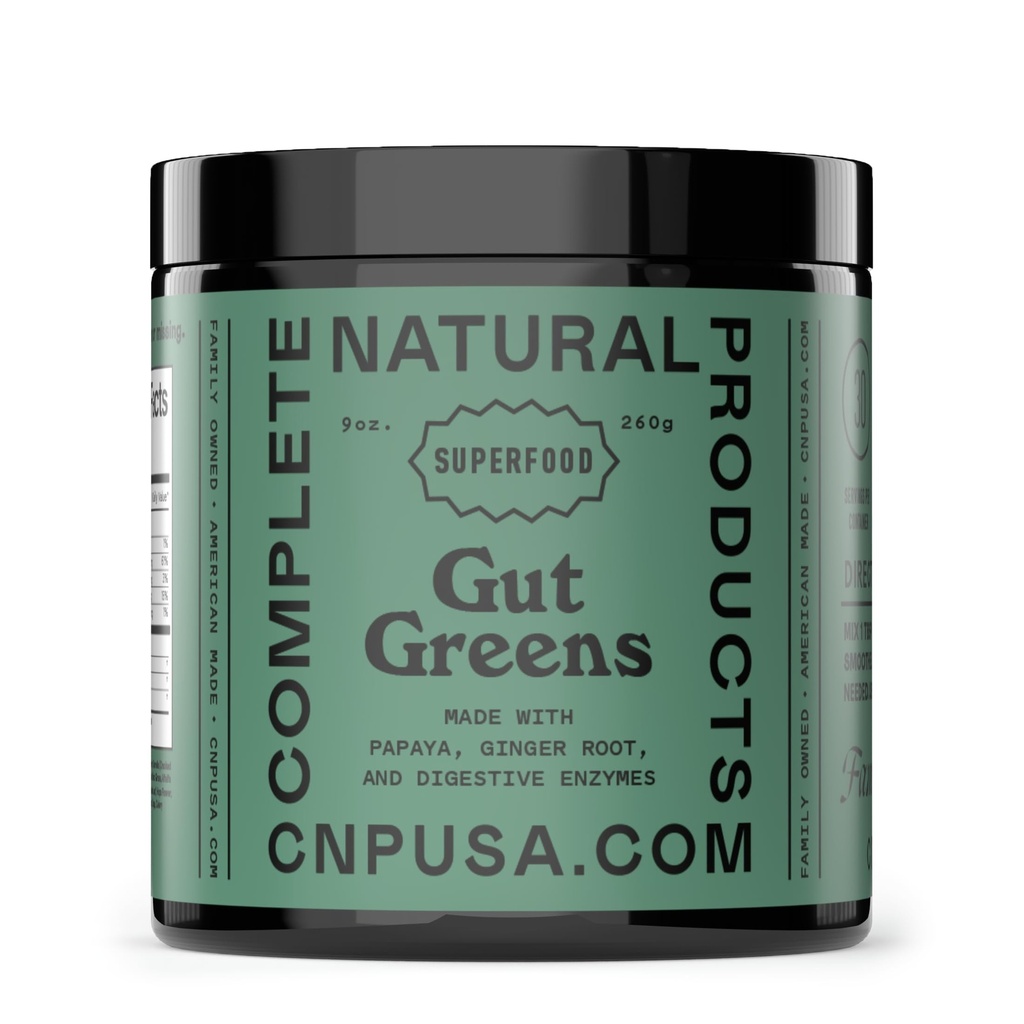 Gut Greens Superfood Powder Formula Supplement - Amazing Raw Digestive Enzyme Supplements Grass Mix, 9oz, 30 Servings