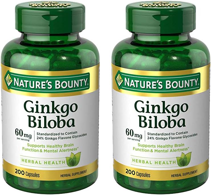 Nature 's Bounty Ginkgo Biloba 60mg kapsler, 200 greve (pakke med 2)