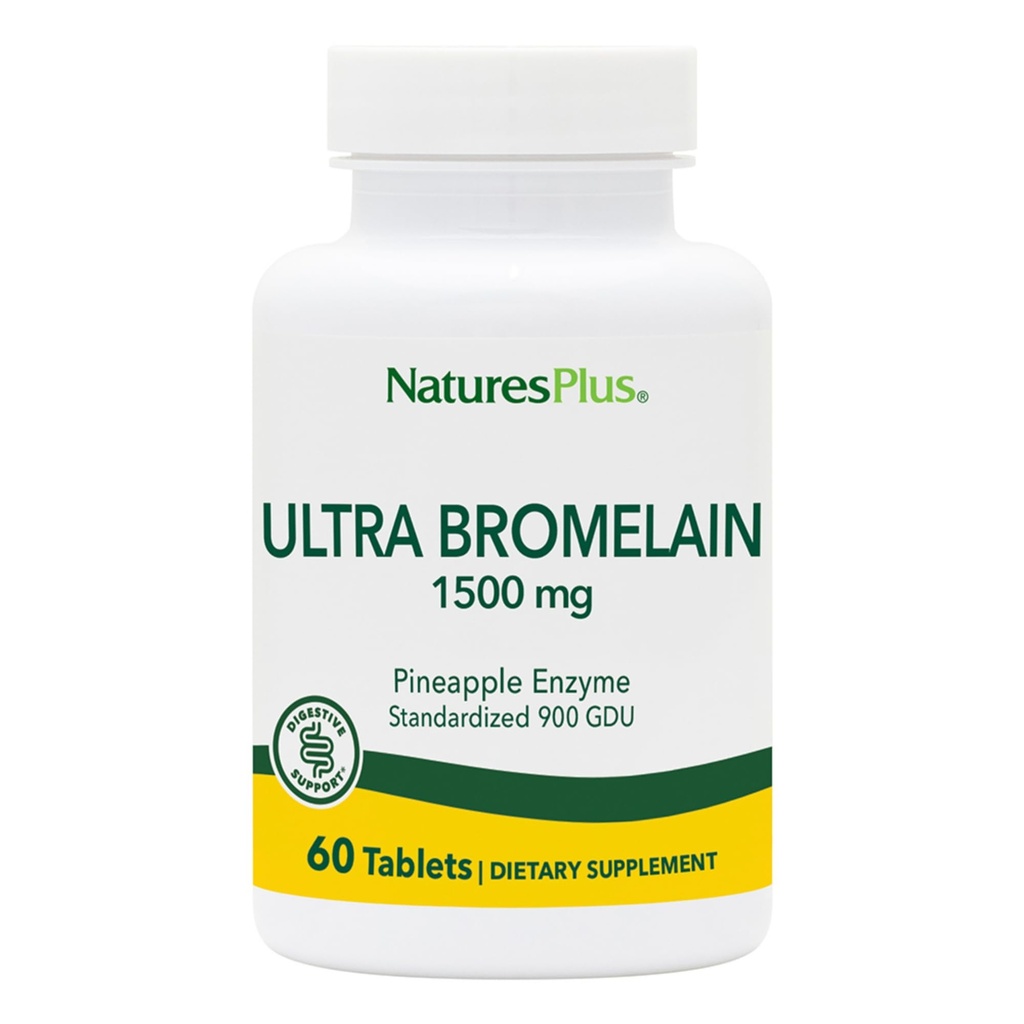NaturePlus Ultra Bromelain - 60 tabletter - 1500 mg Ananas Bromelain - Giver fælles støtte og fremmer fordøjelsessygdomme - 60 Servering