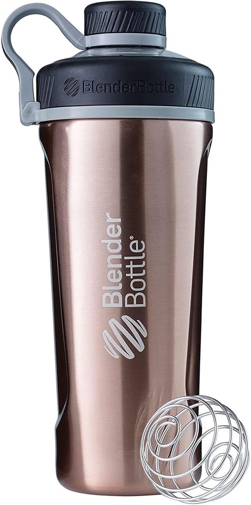 Blenderflaske Radian Shaker Cup Isoleret rustfrit stål vandflaske med Wire Whisk, 26-Ounce, kobber