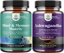 Bundle of Enhance Brain Memory, Boost Focus, Forbedre Clarity Mind Booster og Mood Enhancer Organic Ashwagandha kapsler - Pure Ashwagandha pulver til Thyroid Energy Focus