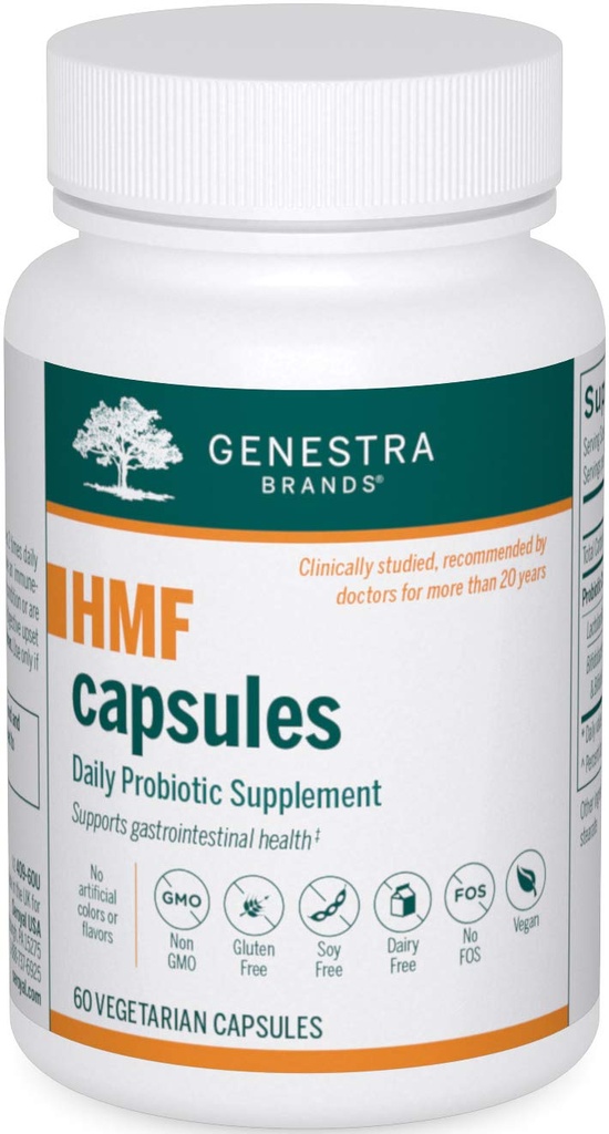 Genestra Brands HMF kapsler; Probiotisk formel til støtte sund Gut Flora Budding 124; 60 kapsler