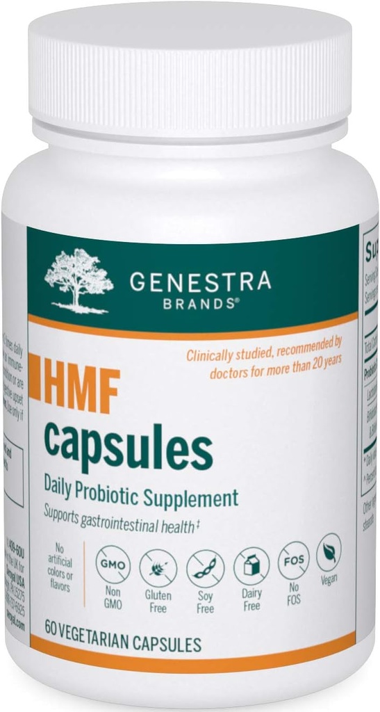 Genestra Brands HMF kapsler; Probiotisk formel til støtte sund Gut Flora Budding 124; 60 kapsler