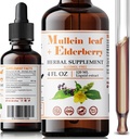 FabLab Mullein Leaf Extract med Elderberry 4 Fl Oz - Made in USA - Drops for Better Lung - Mullein Tincture for Lung Detox - Bronchial rense for rygere - Respiratory Herbal Supplement