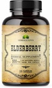 Elderberry Kapsler - Natural Black Elderberry Herbal Supplement - Immunboostere til voksne, fordøjelsesstøtte, antioxidanter & C-vitamin - Fiber- Rich, non-GMO - 100 kapsler til mænd og kvinder