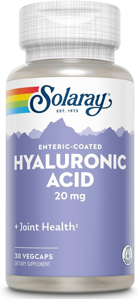 SOLARAY Hyaluronsyre • 124; Hjælper støtte sund fælles komfort og hud sundhed • 124; med C-vitamin • 124; 30 VegCaps