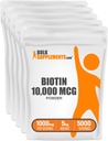 BulkSupplements.com Biotin 10000mcg Powder - Vitaminer til hår, hud og negle - som vitamin B7, Gluten Free, 1000mg per servering (10mg Biotin), 5kg (11 lbs) (Pack of 5)