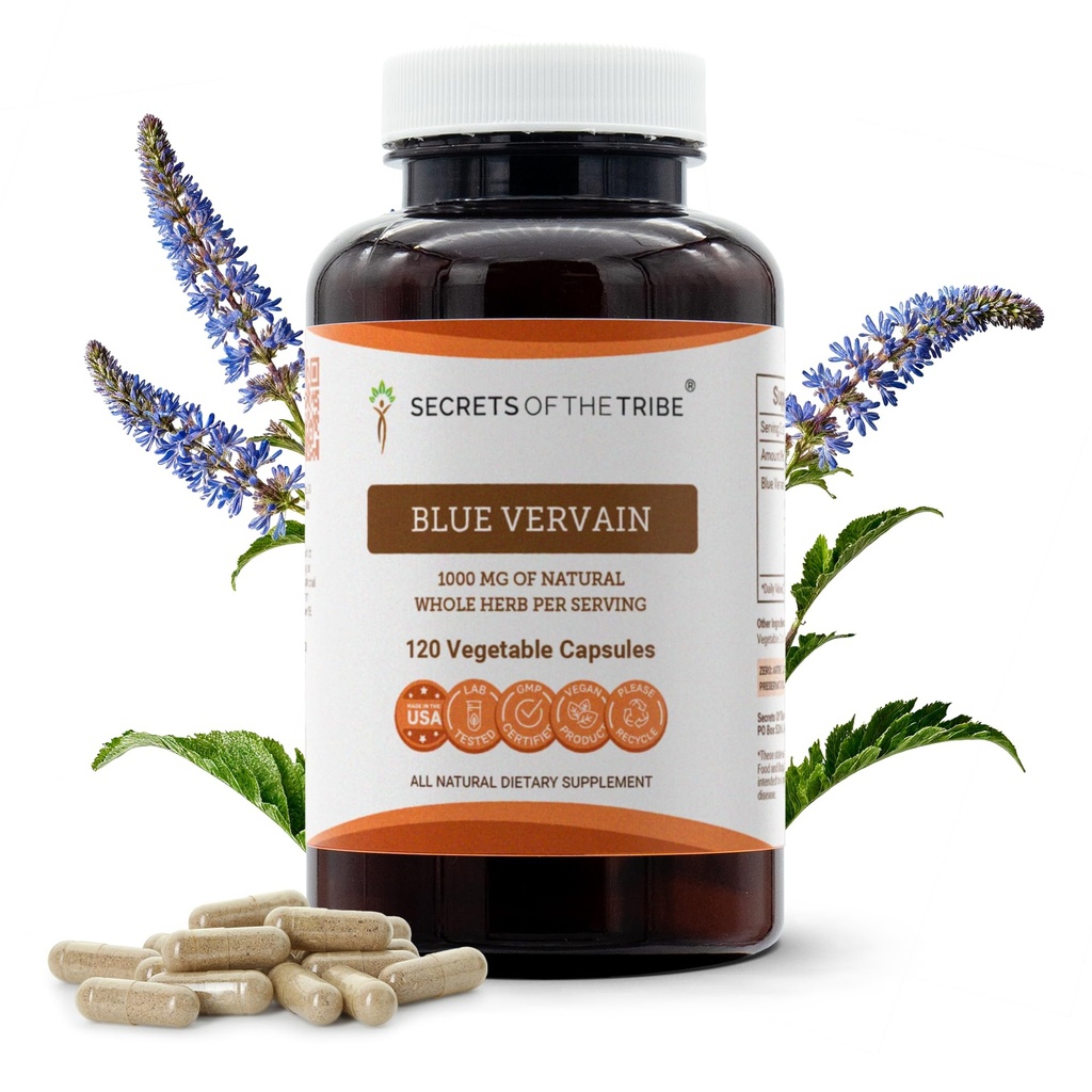 Secrets of the Tribe Blue Vervain 120 Kapsler, 1000 mg, Blue Vervain (Verbena Hastata) Tørret urt (120 Kapsler)