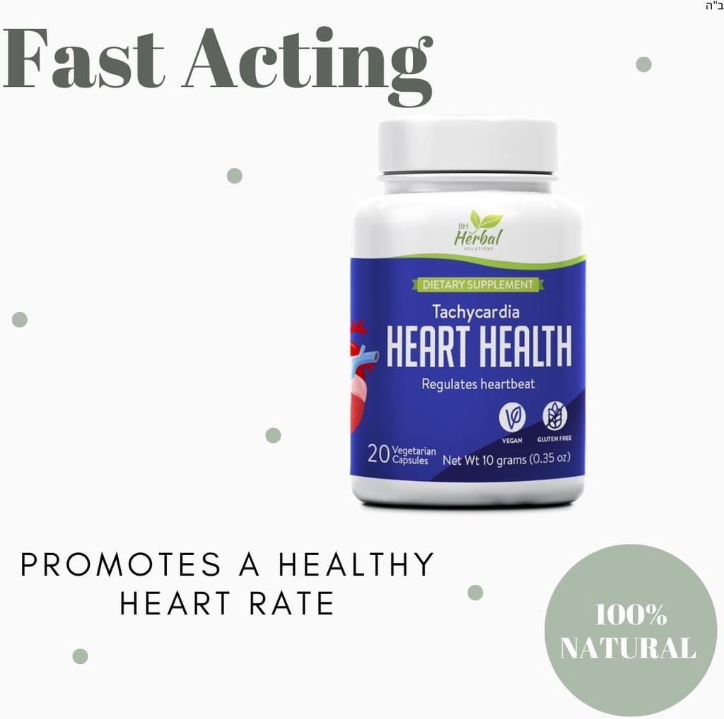 Takykardi Heart Health - Hurtig fungerende - fremmer en sund hjertefrekvens og total hjertefunktion - 100% Natural Herbal Supplement