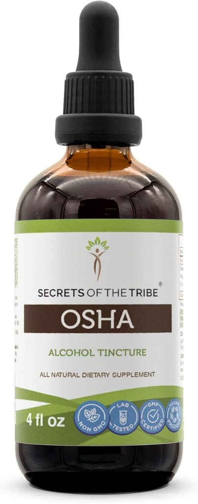 Hemmeligheder i Tribe OSHA Tincture Alkohol Extract, Responsible opdrættede OSHA (Ligusticum porteri) Tørret rod 4 OZ