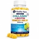 Collagen gummier med biotin (2500mcg), C-vitamin, E-vitamin, zink til hår, hud og negle, lavsukker, Lemon flavor, 60 gummies, Made in USA
