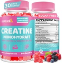 Creatin for kvinder, Creatin monohydrat Gummies - Ingen Bloating - Creatin Pre og Post Workout Chewables Supplement med Taurine & B6 - for inddrivelse, Styrke, Energi & Booty, Performance, 60 Counts