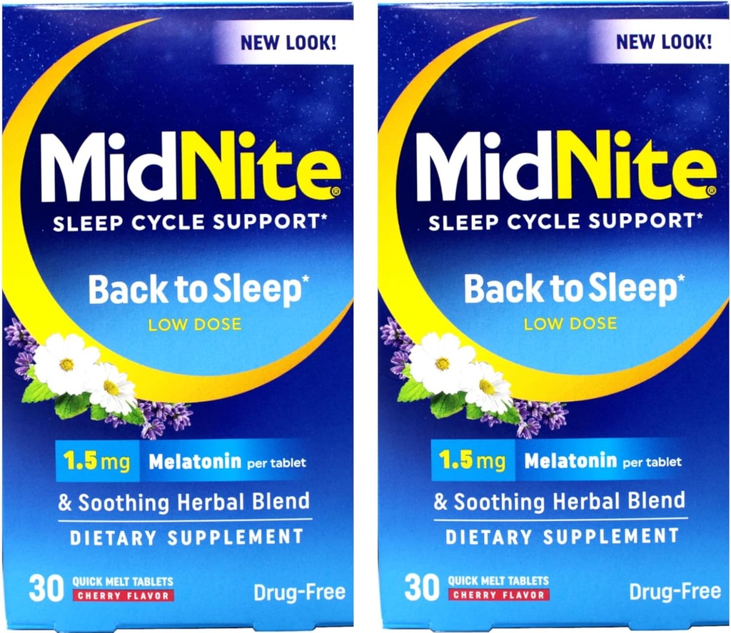 Midnite Sleep Aid til lejlighedsvis søvnløshed, 30 tyggetabletter (Værdi pakke af 2)