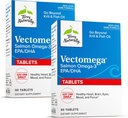 Terry naturligt Vectomega - tillæg med EPA & DHA - Omega-3 tabletter til hjerne & hjerte support - næringstilskud med essentielle fedtsyrer & peptider - 60 tabletter (pakke med 2)