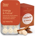 NeuroGum Energy Koffein Mints (72 stykker) - Sukker fri med L-theanin + Natural Koffein + vitamin B12 & B6 - Nootrop Energy & Focus Supplement for kvinder og mænd