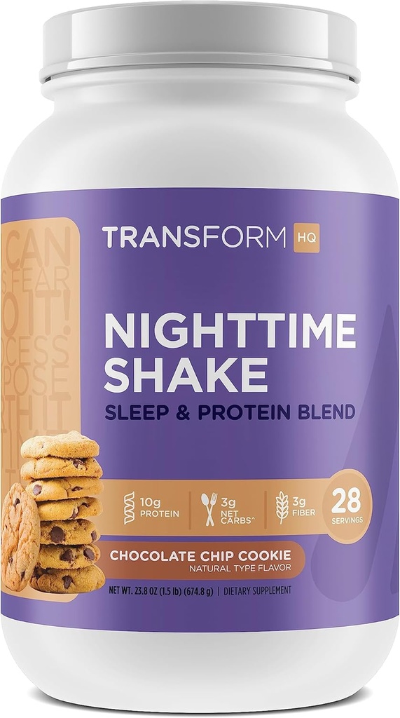 TransformHQ Nighttime Shake, Sleep + Protein Blend, 28 Servering, Chokolade Chip Cookie Flavor