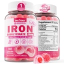 Jern gummier til kvinder & mænd - Iron Bisglycinate med C-vitamin Folate B12 Zink til voksne, tyggetærskel Jern til jern mangel, energi Boost, non- Constipating & Efter smag, sukkerfri 1 pakke