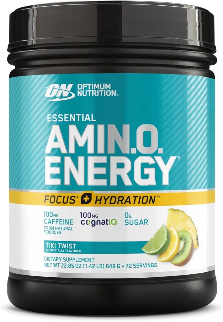 Optimum Nutrition Essential Amino Energy Focus + Hydration, Tiki Twist, 72 Servere